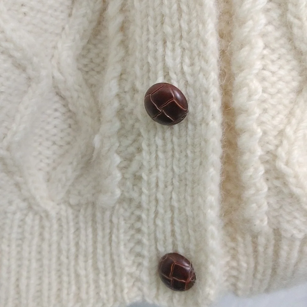 Antartex Woll Cream Cable Knit Cardigan - Picture 2 of 7